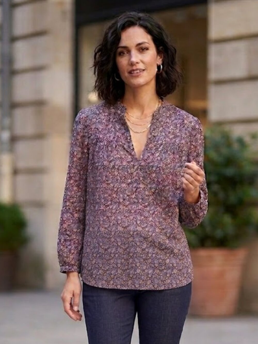 A.P.C. Purple Paisley Print Pullover Top